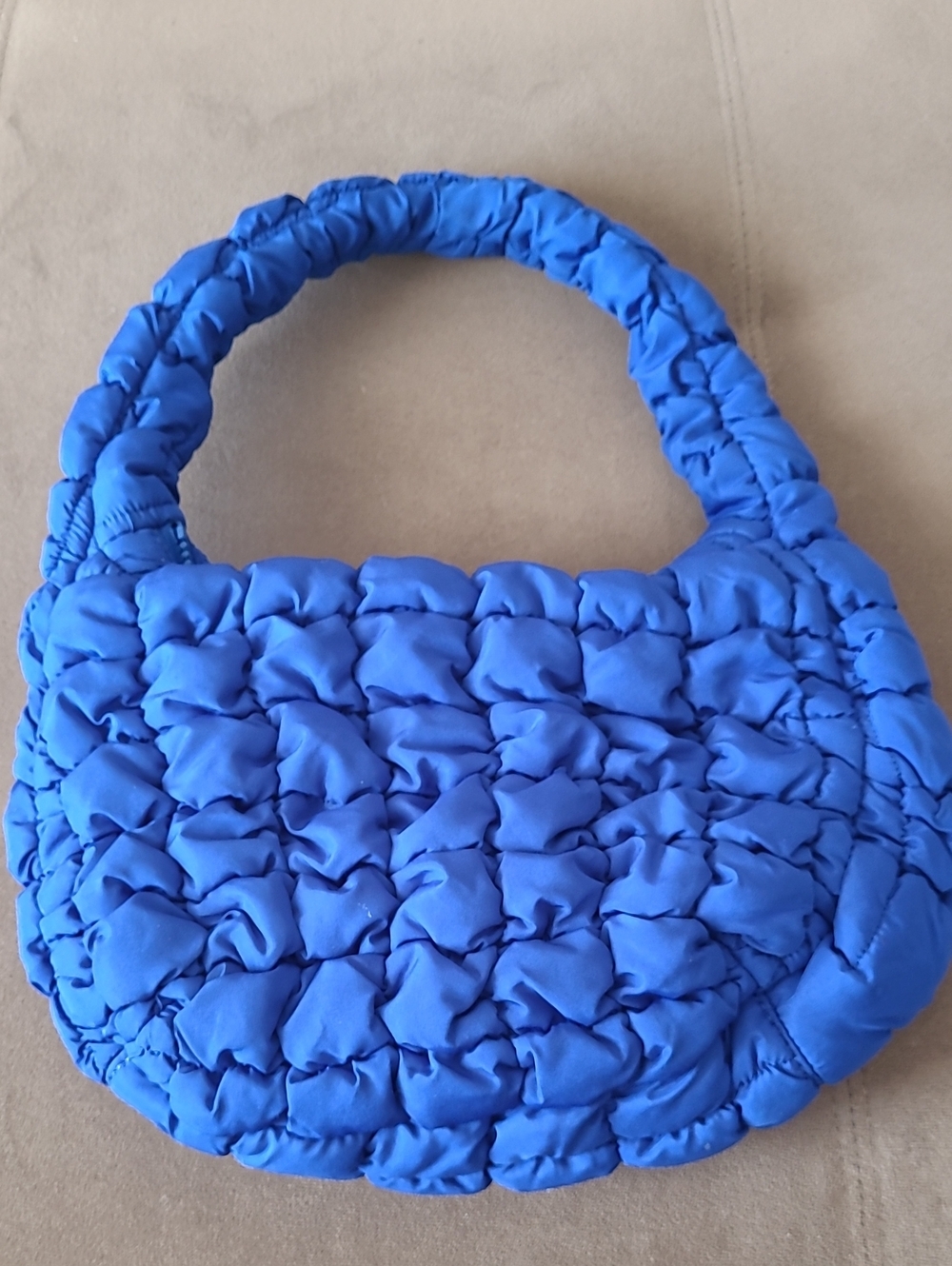 COS Blue Quilted Padded Shoulder Bag
